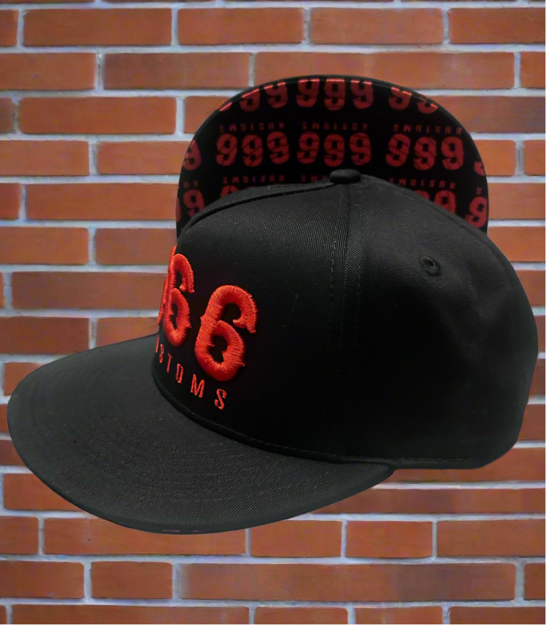 666 Black & Red Snapback with underbrim