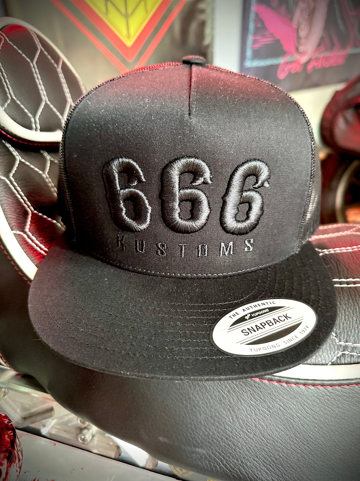 666 Black on Black Snapback