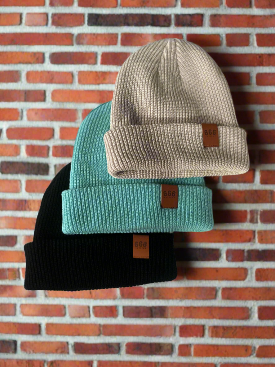 666 Leather Tag Reversible Toques