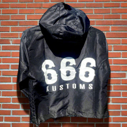 666 Womens Crop Black Windbreaker