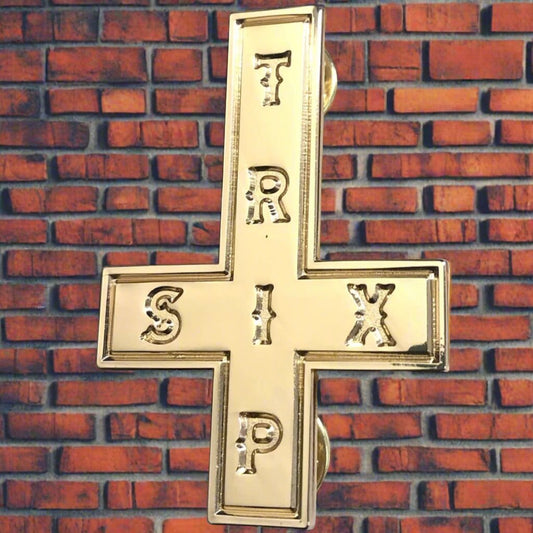 Tripsix Cross gold die cut pin 2inch