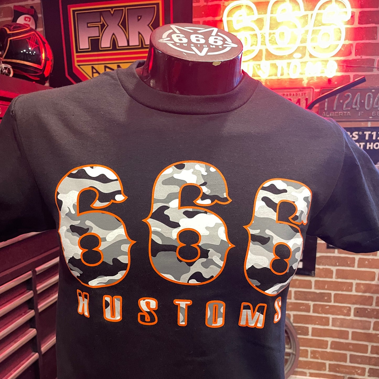 666 Winter Camo & Orange T-shirt