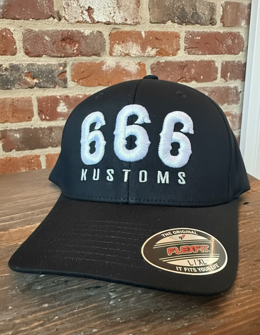 666 Black and White Flexfit